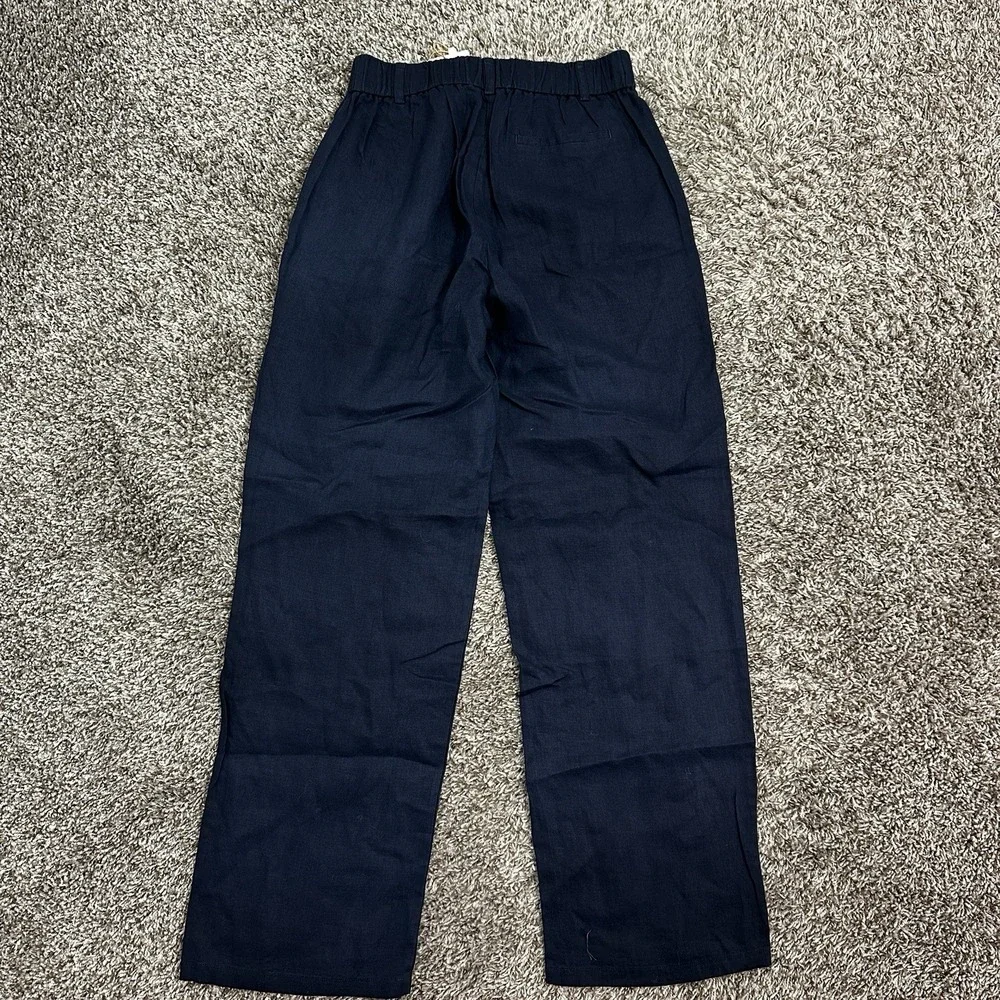NWT Quince 100% European Linen Pleated Trouser Pants Navy Size 2 28 Inseam